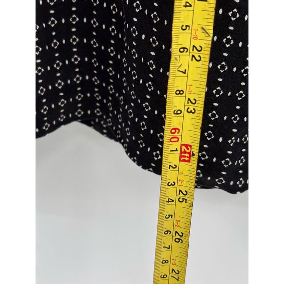 Talbots Silk Top Blouse Women Size 12 Large Black Sheer Geometric Ruffle Collar - Picture 7 of 12